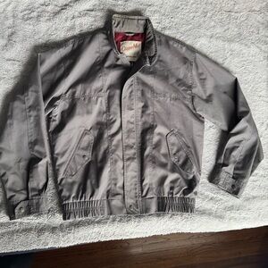 Vintage Clipper Mist Gray Bomber Jacket 38R Hidden Hood Lined Classic‎ Retro